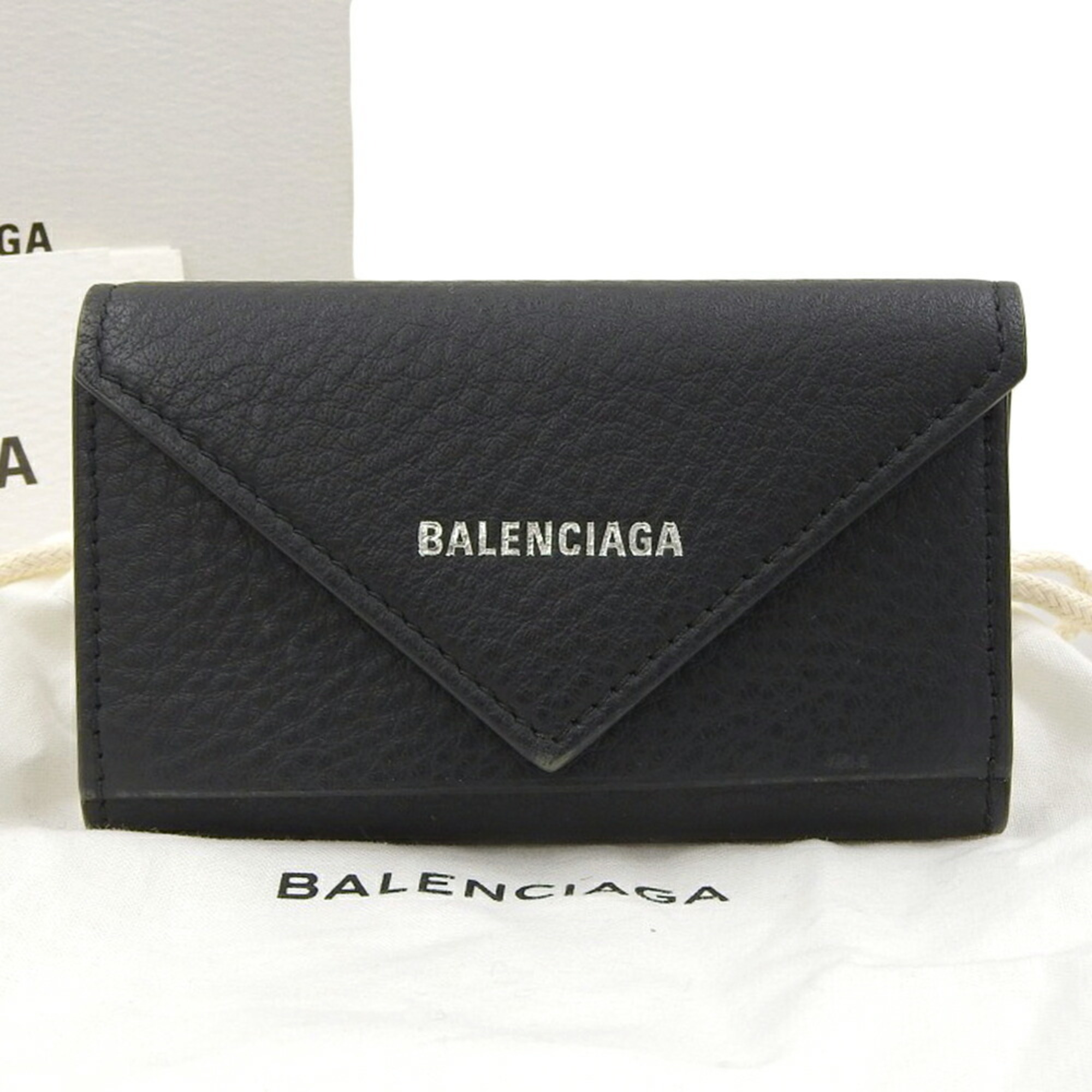 Balenciaga Paper Key Case For 6 Keys 499204 Dlq0n 1000 Leather Black Holder